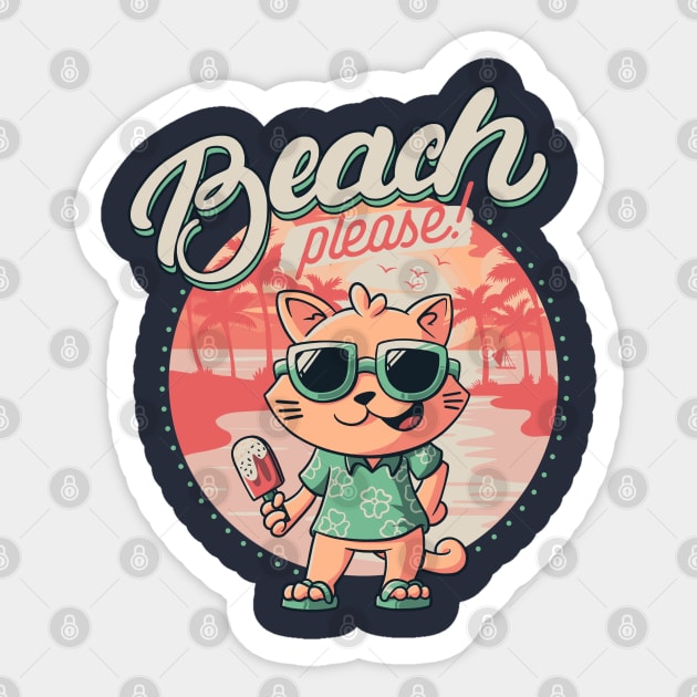 Beach Please Funny Summer Cat Sticker by eduely